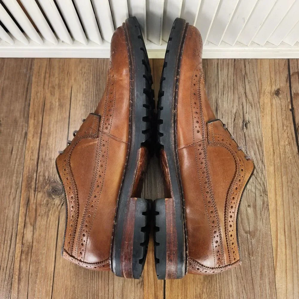 Johnston & Murphy Jennings Wingtip Derby Shoes Mens 11 M Brown Sheepskin Leather